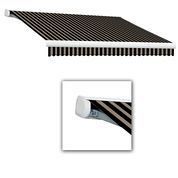 Victoria 14 ft. Motorized Retractable Luxury Cassette Awning (10 ft. Projection) (Left Motor) in Black/Tan Stripe