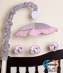 GEENNY Musical Mobile, Pink/Gray Elephant