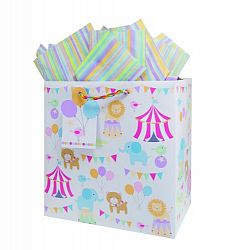 The Gift Wrap Company Large Square Gift Bags, Circus Pals, 12 Count