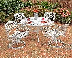 Biscayne 5-Piece Patio Dining Set with 42-inch Table and Four Cushioned Swivel Chairs