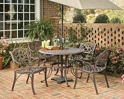Biscayne 5-Piece Patio Dining Set with 42-inch Bronze Table and Four Arm Chairs