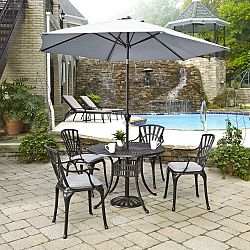 Largo 5-Piece Patio Dining Set with Umbrella and Cushions