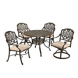 Floral Blossom 5-Piece Patio Dining Set in Taupe
