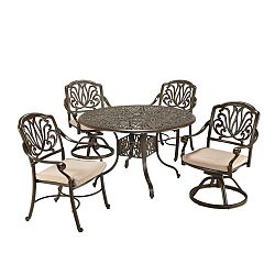 Floral Blossom 5-Piece Patio Dining Set in Taupe