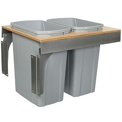 Double 35 Quart Bin Platinum Soft-Close Top-Mount Waste and Recycling Unit - 18 Inches Wide - Lid is not Included