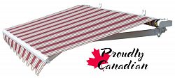 16 ft. Motorized Retractable Patio Awning (10 ft. Projection) in Burgundy/Beige Stripes
