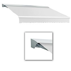 Destin 24 ft. Motorized (Right Side) Retractable Awning with Hood (10 ft. Projection) in Off-White
