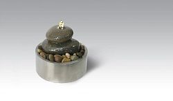 Illuminated Relaxation Fountain with Authentic River Rocks and Stainless Steel Base