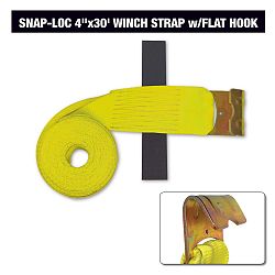 Winch Strap 4 Inch. x30 Feet. W/Flat Hook, Yellow
