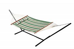 Nantucket 13 ft. Quilted Cotton Reversible Double Hammock with Matching Pillow in Elm Green