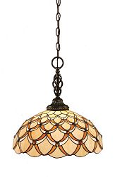 Concord 1-Light Ceiling Dark Granite Pendant with a Honey and Brown Tiffany Glass