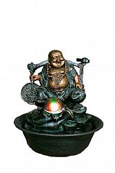 10-inch H Lucky Buddha Fountain with Spinning Ball