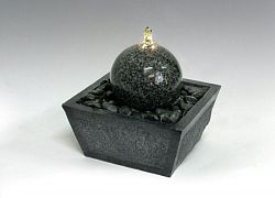 Illuminated Relaxation Fountain with Granite Ball and Natural Stones