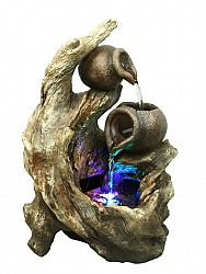 14-inch H Tree Trunk and Jugs Fountain with RGB LED Lights