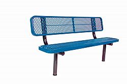6 ft. Commercial In-Ground Bench with Back in Blue