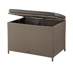 Ferrara Wicker Deck Box in Ash Brown Wicker with Dark Grey Cushion
