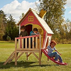 Hide-N-Slide 6 1/2 ft. x 5 ft. x 6 1/2 ft. Elevated Playhouse with Slide