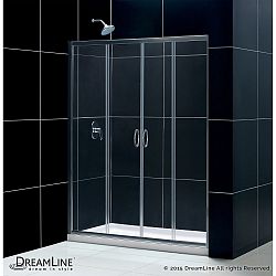 Visions Sliding Shower Door, 32 in. by 60 in. Shower Base Center Drain and Backwalls
