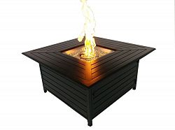 Square Aluminum Propane Firepit Table - Bronze