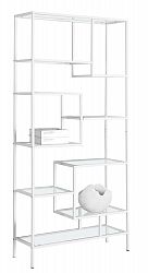 Bookcase - 72 Inch H / White Metal With Tempered Glass