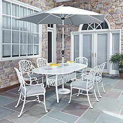 Floral Blossom White 7 PC Dining Set with Umbrella