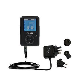 International AC Home Wall Charger for the Philips GoGear SA3016 - 10W Charge supports wall outlets and voltages worldwide - Uses Gomadic Brand TipExchange