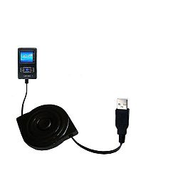 iRiver H340 wiried Gomadic compact and retractable USB Charge cable - a USB Power Port Ready design and uses TipExchange