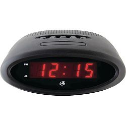 GPX C200B AM/FM Clock Radio with Alarm and Red LED Display (Black)