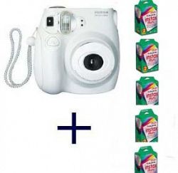 Fujifilm INSTAX MINI 7S Camera And Film Kit White With 5 Twin Packs Of MINI INSTAX Film H3C0CSLCE-0507