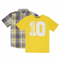 George Boys' Two-Piece Set: Poplin Shirt With Crew Neck Tee Yellow Xl