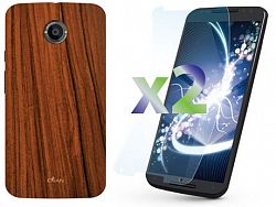Exian Screen Guards X2 And Tpu Case For Motorola Moto X (2Nd Generation) - Wood Grain Pattern Wood