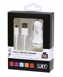 Lbt Clausbmic - 3.4 Amp Dual Port Car Charger With A Detach Micro Usb Cable White