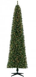 Holiday Time Holiday Time 9' Dawson Pencil Pine Christmas Tree With Clear Lights Green