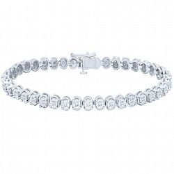 Unbrand Women's Sterling Silver Diamond Bracelet White 7