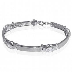 Chateau D'argent Sterling Silver With Cubic Zirconia Stations Ladies Bracelet None One Size