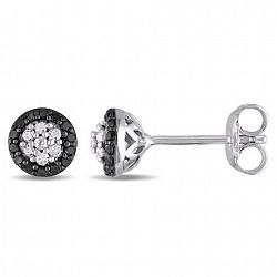 Asteria 0.25 Carat T. W. Black And White Diamond Sterling Silver Stud Earrings Multi None