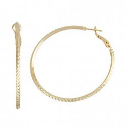 Ti Amo 14Kt Gold Plated 2.5Mm X 50 Triangle Double Diamond Cut Hoop Earrings Gold