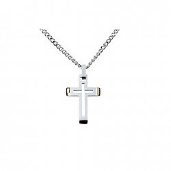 Men's Stainless Steel Cross Pendant With Chain Silver