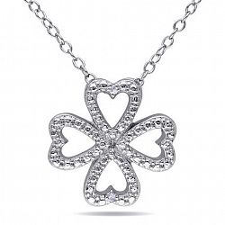 Miabella Diamond-Accent Sterling Silver Multi-Heart Pendant; 18" White