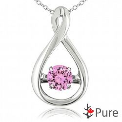 Pure Ecojewellery Pure Dancing 1 Carat T. G. W. Created Pink Sapphire (5.25Mm) Teardrop Necklace Set In 925 Sterling Silver Silver