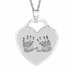 Unbrand Sterling Silver Handprint Heart Pendant