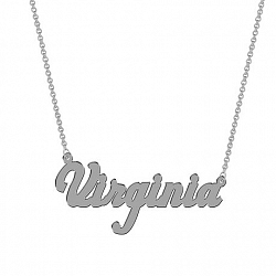 Unbrand Women's Sterling Silver Name Plate With Chain - Virginia White Not Applicable