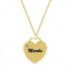 Unbrand Heart Engraved With Dia. Accent Charm Yellow