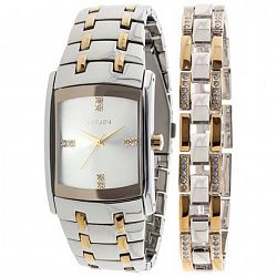 Elgin Men's Two-Tone Watch And Braclet Set Two Tone