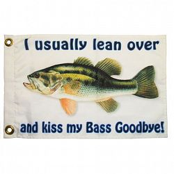 Multinautic "Kiss Bass Goodbye" Nauti Funny Flag White