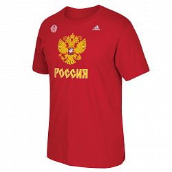 Russia Hockey 2016 World Cup Of Hockey Primary Logo Go To T-Shirt (Red)