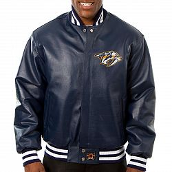 Nashville Predators Team Color Leather Jacket (Navy)