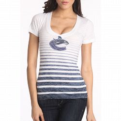 Vancouver Canucks Women's Striped Fade FX Burnout T-Shirt