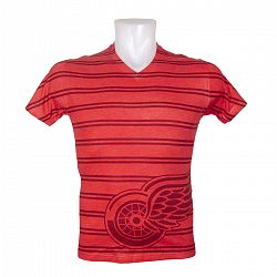 Detroit Red Wings Double Stripe Tri-Blend FX V-Neck T-Shirt