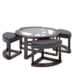 LBG-599-K Belgrove Dark Espresso Stained Coffee Table with 4 Stools
